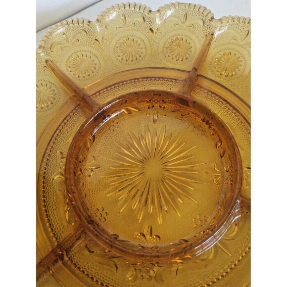 Brockway Glass AMBER "AMERICAN CONCORD" - 5 Section Divided Plate 1970's - Picture 7 of 10
